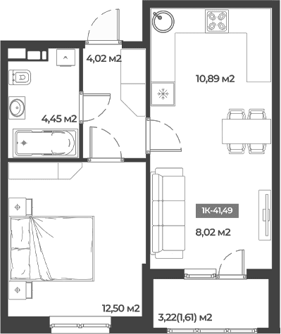Продается 1-комн. квартира, 39.88 м²