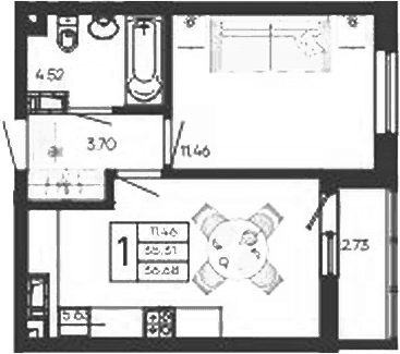 Продается 1-комн. квартира, 35.31 м²