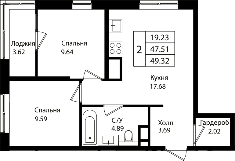Продается 3-комн. квартира, 47.16 м²