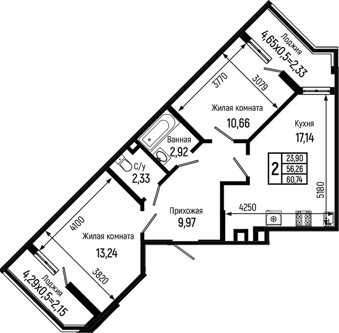 Продается 3-комн. квартира, 56.26 м²