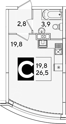 Продается 1-комн. квартира, 26.5 м²