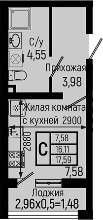 Продается 1-комн. квартира, 16.11 м²