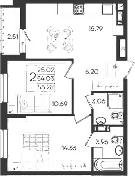 Продается 2-комн. квартира, 54.03 м²