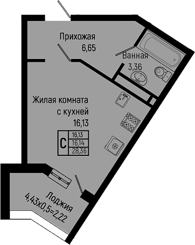 Продается 1-комн. квартира, 26.14 м²