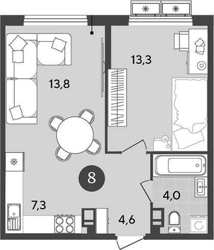 Продается 1-комн. квартира, 43 м²