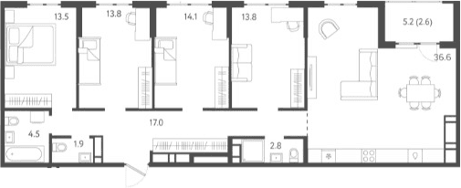 Продается 5-комн. квартира, 118 м²
