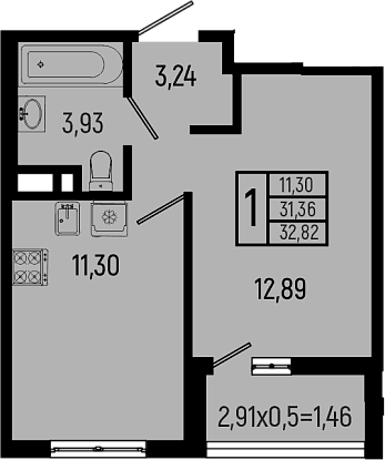 Продается 1-комн. квартира, 31.36 м²