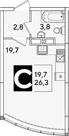 Продается 1-комн. квартира, 26.3 м²