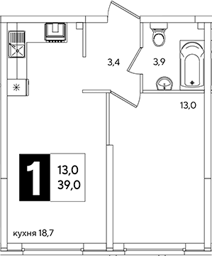 Продается 2-комн. квартира, 39 м²