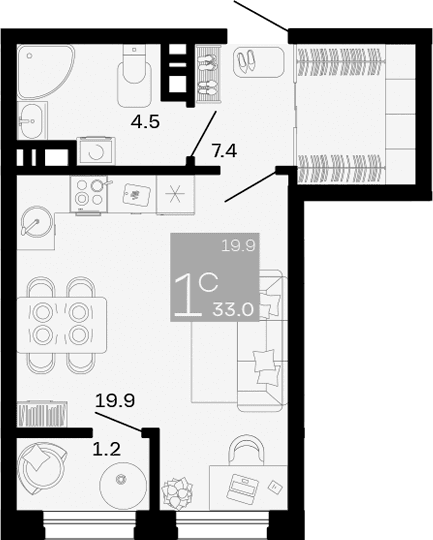 Продается 1-комн. квартира, 31.8 м²
