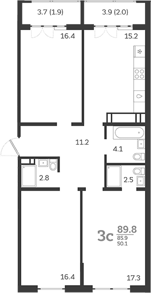 Продается 4-комн. квартира, 85.9 м²