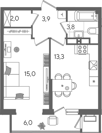 Продается 1-комн. квартира, 38 м²