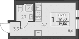 Продается 1-комн. квартира, 19.5 м²