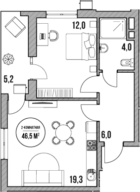 Продается 2-комн. квартира, 41.3 м²