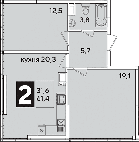 Продается 3-комн. квартира, 61.4 м²