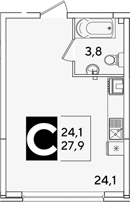Продается 1-комн. квартира, 27.9 м²