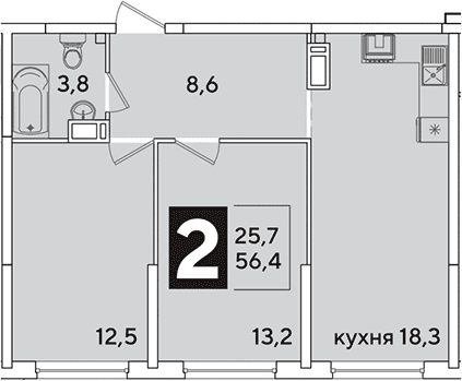 Продается 3-комн. квартира, 56.4 м²