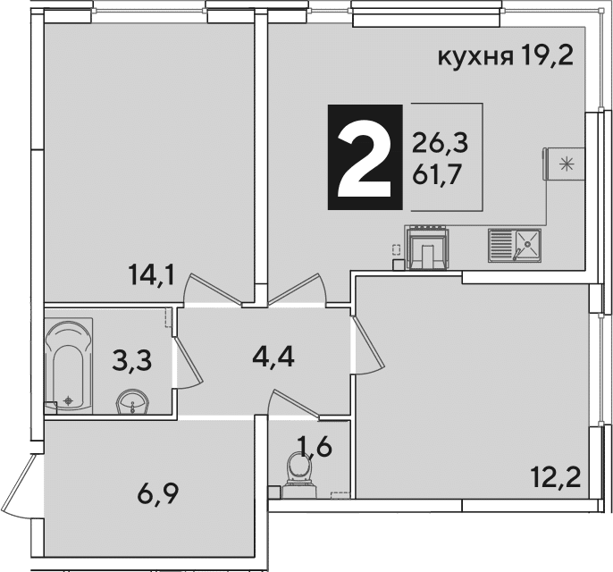 Продается 3-комн. квартира, 61.7 м²