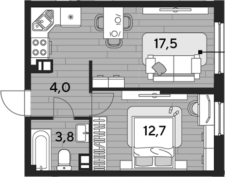Продается 1-комн. квартира, 38 м²