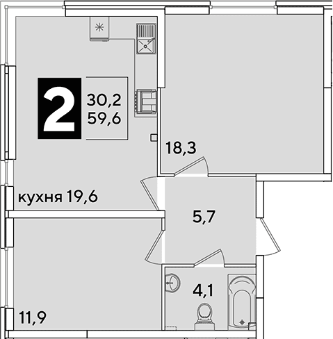Продается 3-комн. квартира, 59.6 м²