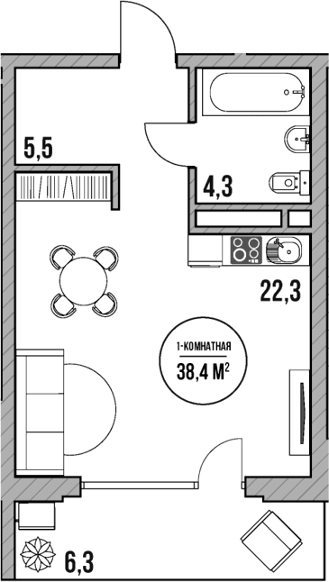 Продается 1-комн. квартира, 32.1 м²