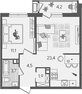 Продается 2-комн. квартира, 44.6 м²
