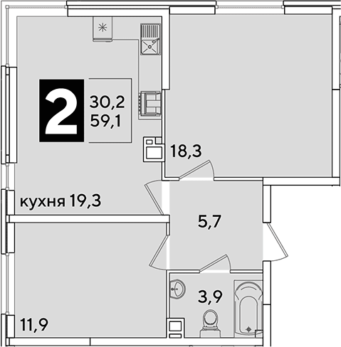 Продается 3-комн. квартира, 59.1 м²