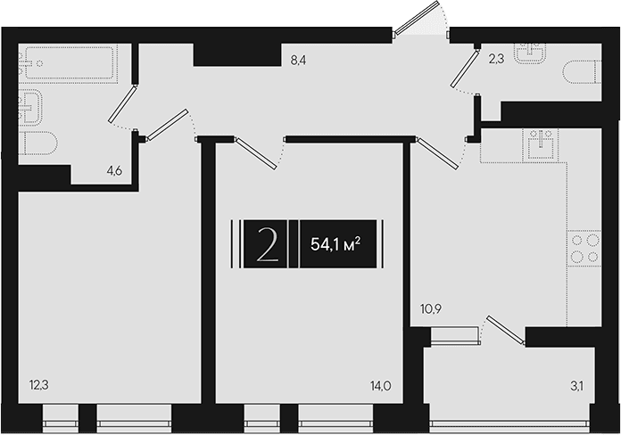 Продается 2-комн. квартира, 52.55 м²