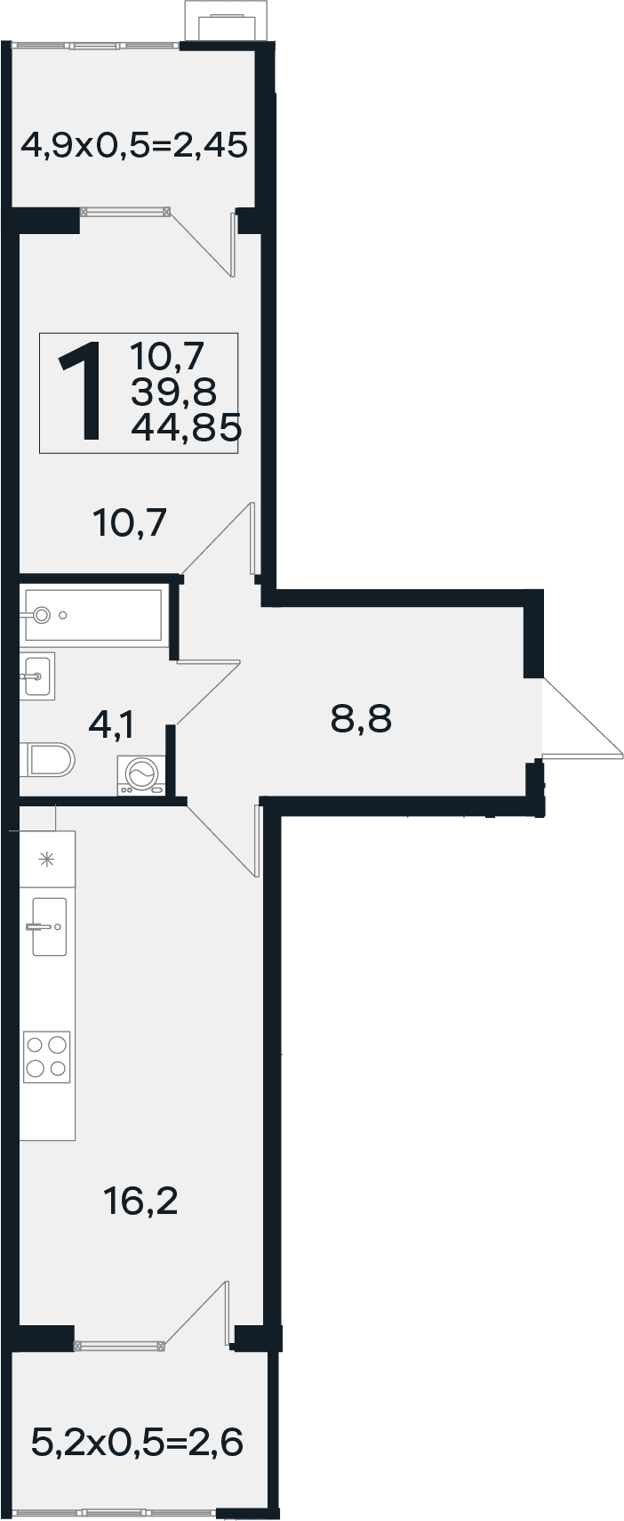 Продается 1-комн. квартира, 39.8 м²