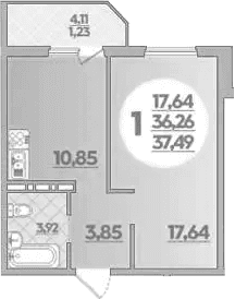 Продается 1-комн. квартира, 36.26 м²
