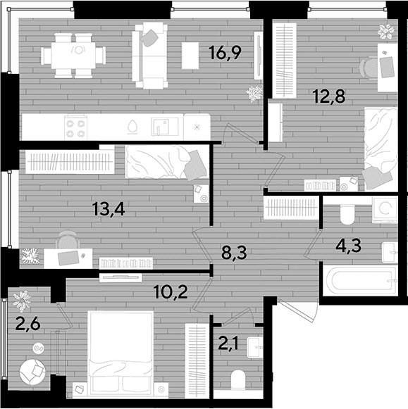 Продается 3-комн. квартира, 68 м²