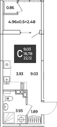 Продается 1-комн. квартира, 18.78 м²