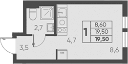 Продается 1-комн. квартира, 19.5 м²