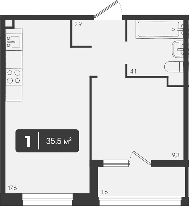 Продается 1-комн. квартира, 33.9 м²