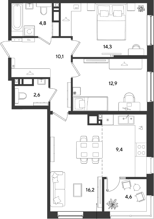 Продается 3-комн. квартира, 70.3 м²
