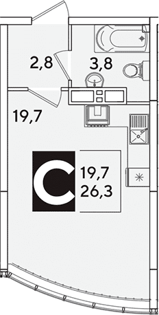Продается 1-комн. квартира, 26.3 м²