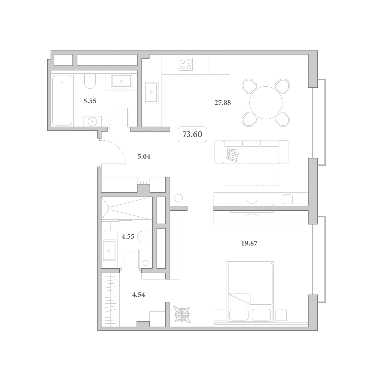 Продается 2-комн. квартира, 70.2 м²