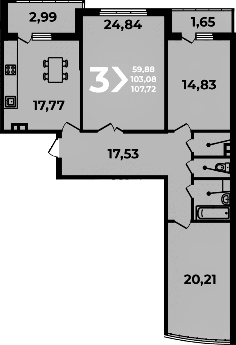 Продается 4-комн. квартира, 103.08 м²