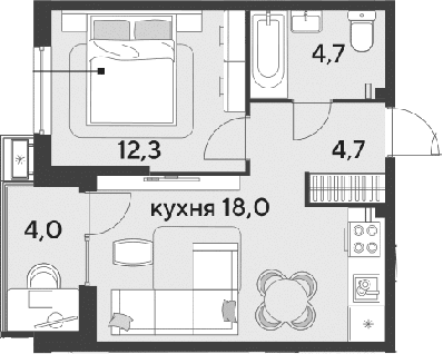 Продается 2-комн. квартира, 39.7 м²