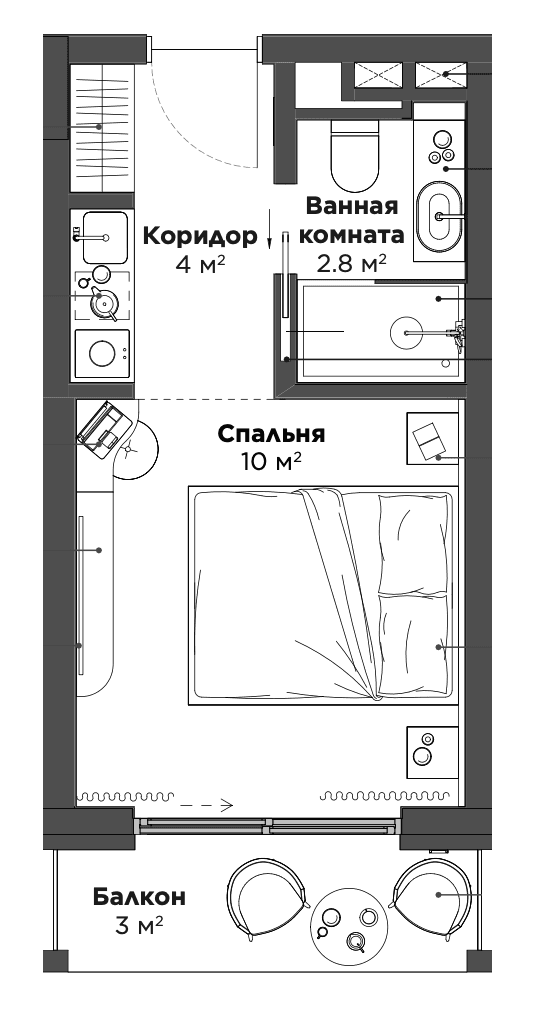 Продается 1-комн. квартира, 22.85 м²