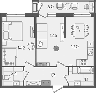 Продается 2-комн. квартира, 53.6 м²