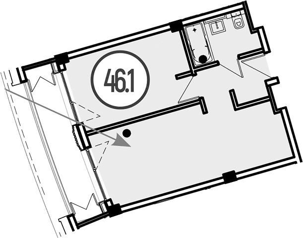 Продается 1-комн. квартира, 46.1 м²