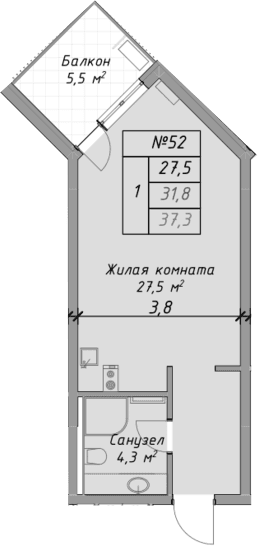 Продается 1-комн. квартира, 31.8 м²