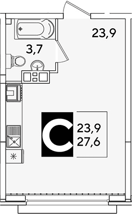Продается 1-комн. квартира, 27.6 м²