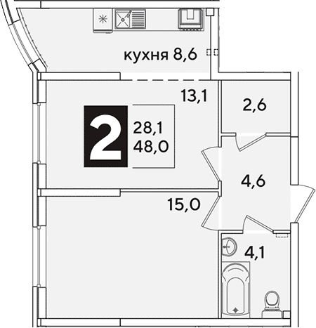 Продается 2-комн. квартира, 48 м²