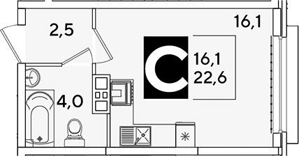 Продается 1-комн. квартира, 22.6 м²