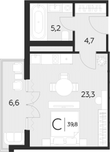 Продается 1-комн. квартира, 33.2 м²