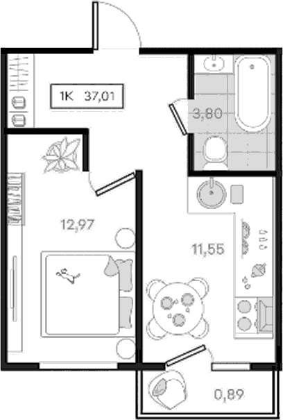 Продается 1-комн. квартира, 36.12 м²