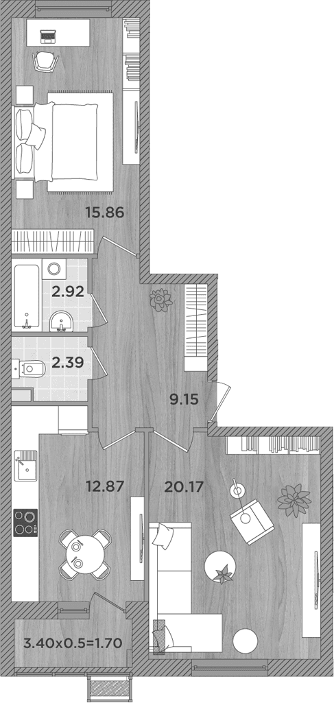 Продается 2-комн. квартира, 63.36 м²