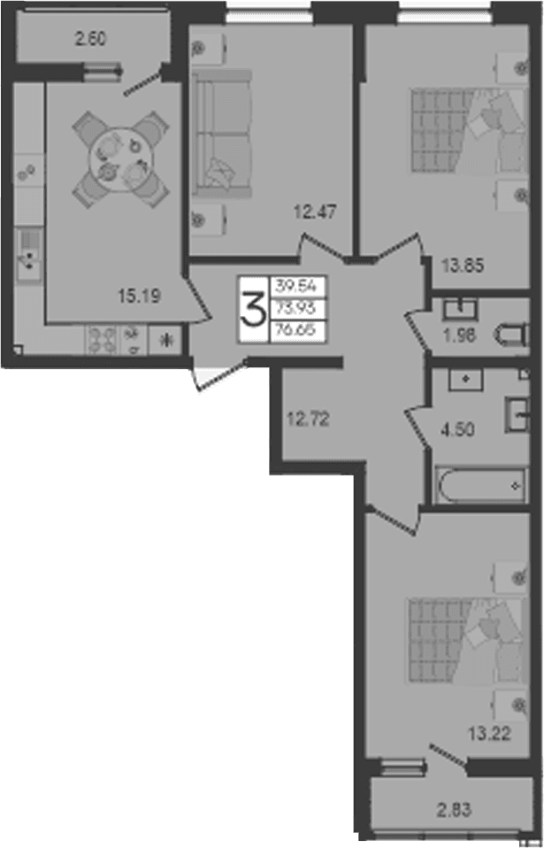 Продается 3-комн. квартира, 73.93 м²